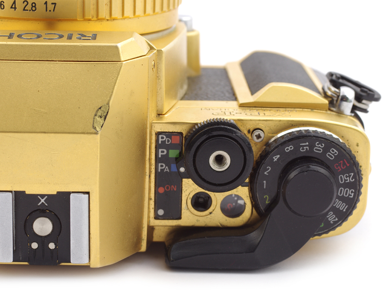 Ricoh XRP 35mm SLR Film Camera GOLD DEFECTIVE w/ Rikenon P 1.7/50 mm